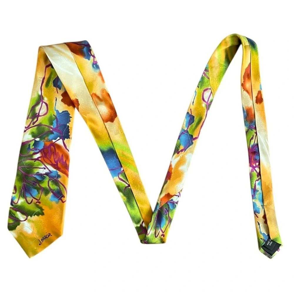 J Garcia men’s Liquid Torso Collection 100% Silk neck Tie abstract art colorful